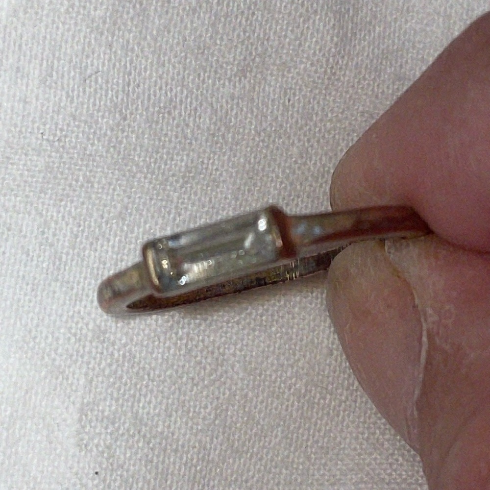 Size 5 Silver-tone cut clear purple rhinestone costume ring
